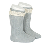 chaussettes-hautes-bordure-en-dentelle-vintage-vert-sec