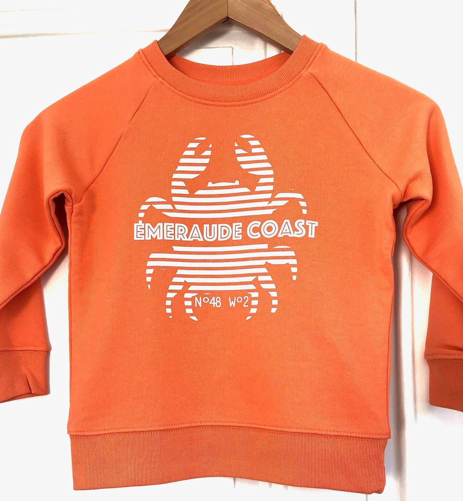 Sweat Breton Enfant orange Crabe Emeraude Coast 1-compressed