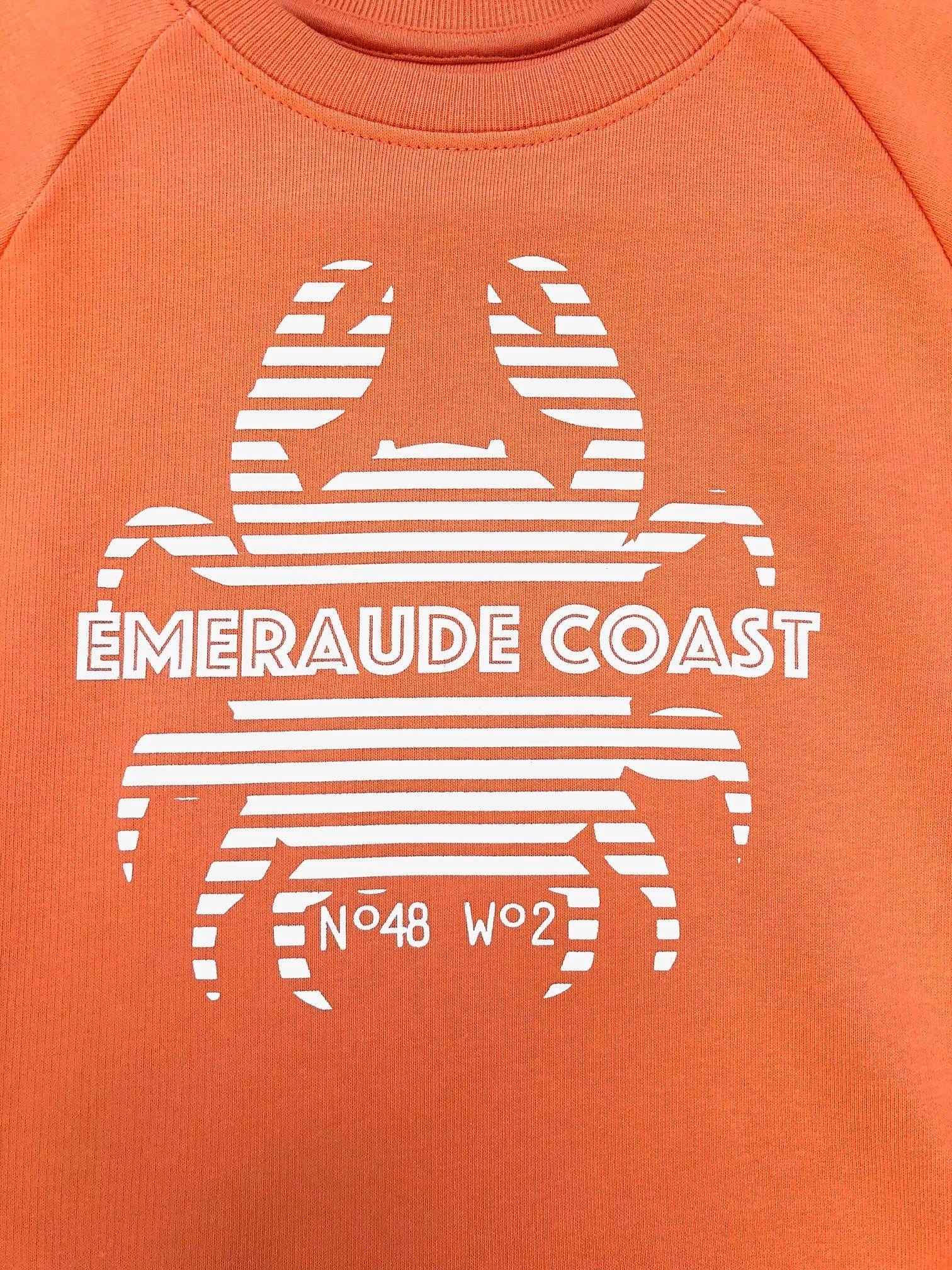 Sweat Breton Enfant orange Crabe Emeraude Coast 3-compressed