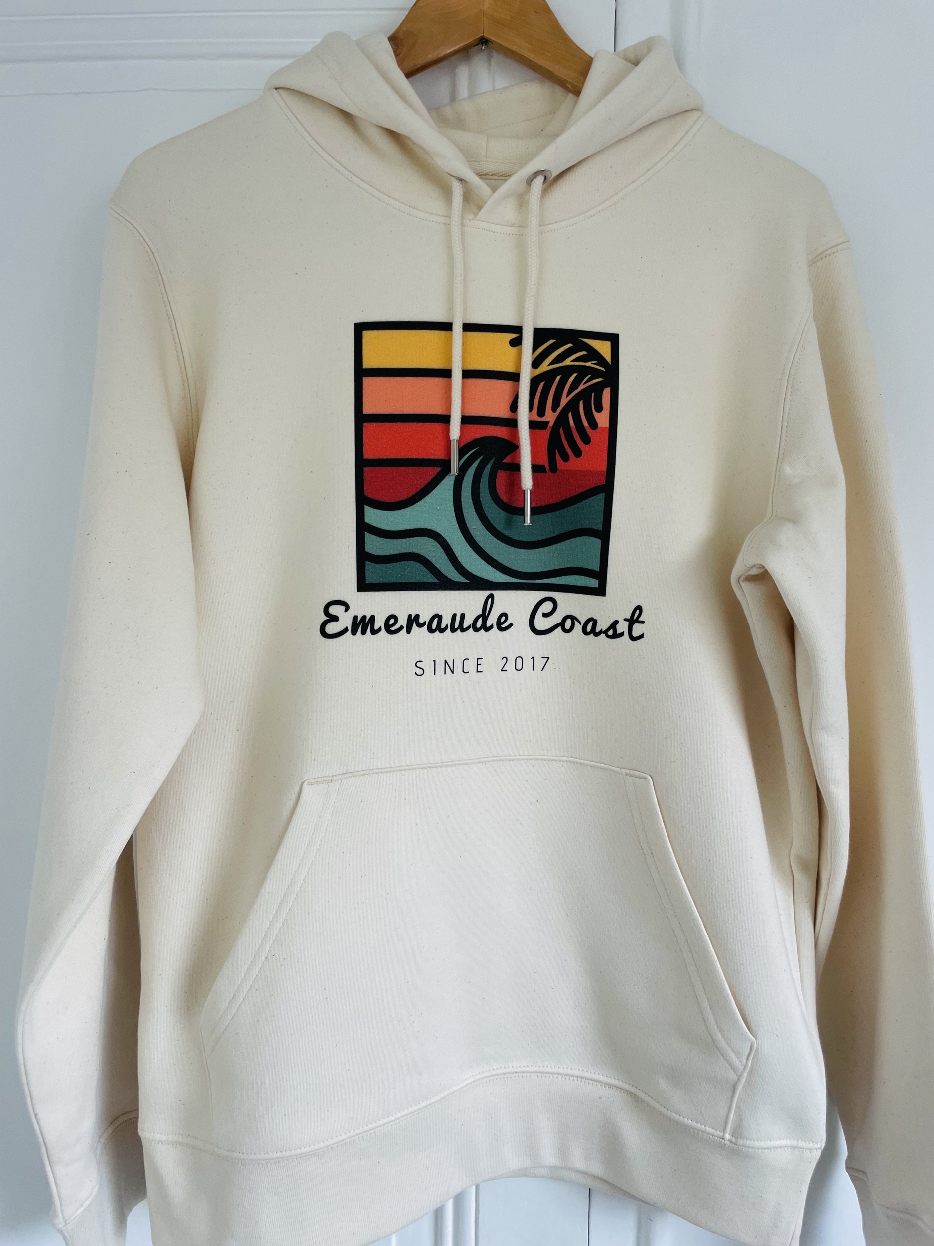 Sweat Capuche adulte Ecru Vague Emeraude Coast Femme Emeraude