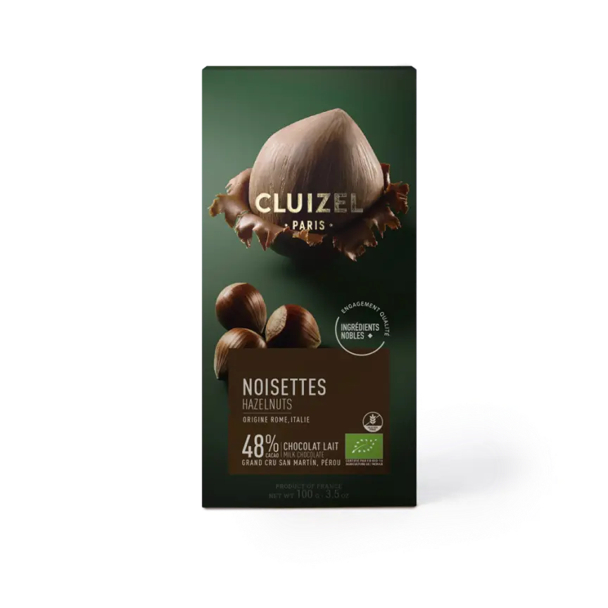 Tablette Noisettes lait 48% - CLUIZEL - 100 GR