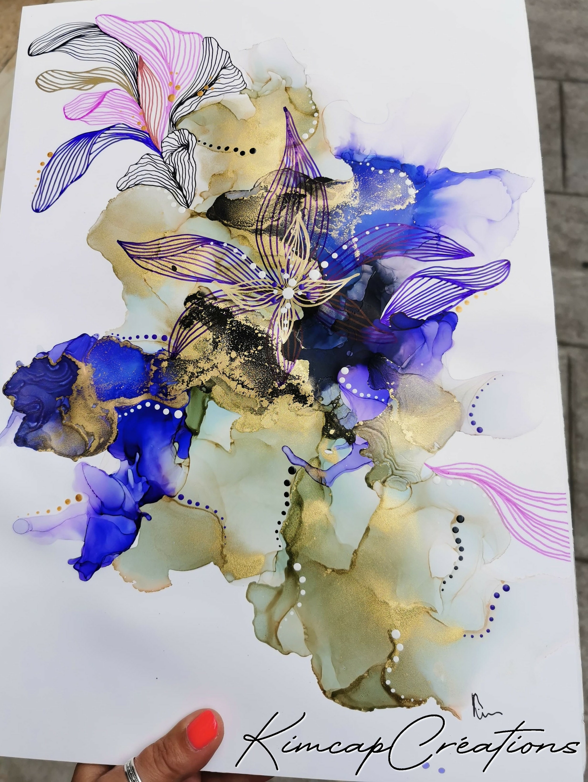 dessin abstrait à base dencres violet à encadrer pour décoration dintérieur DEY010e_28€