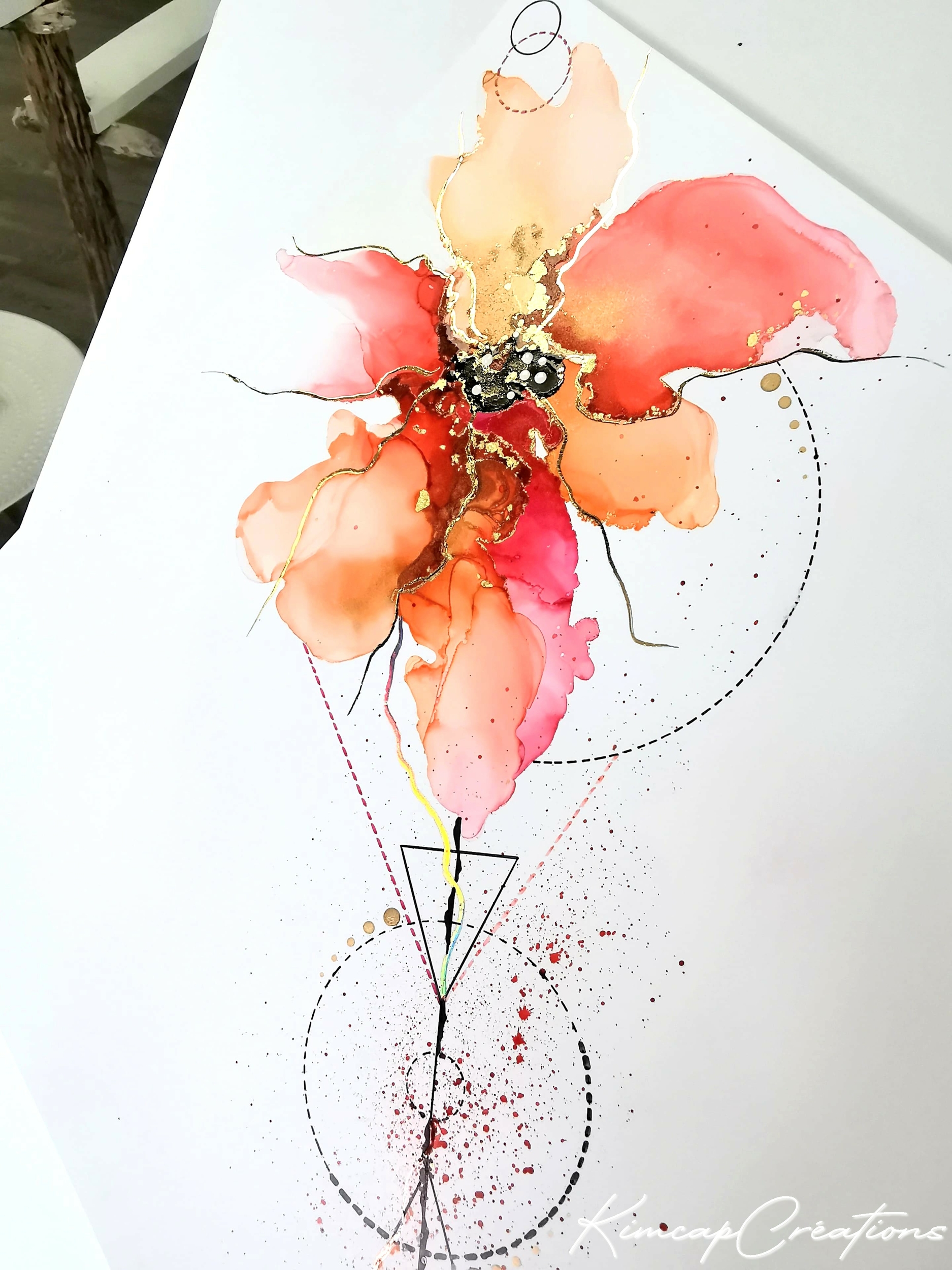 dessin dart abstrait style tatoo fleur pour décoration dintérieur DEY018g_38€