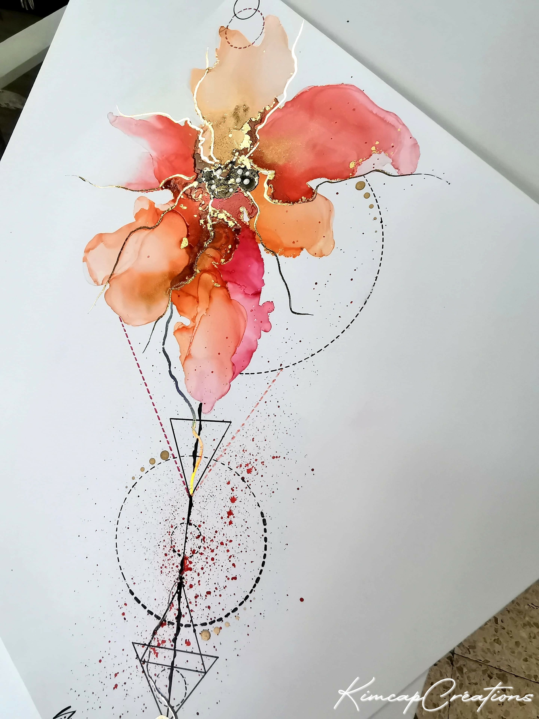 dessin dart abstrait style tatoo fleur pour décoration dintérieur DEY018d_38€