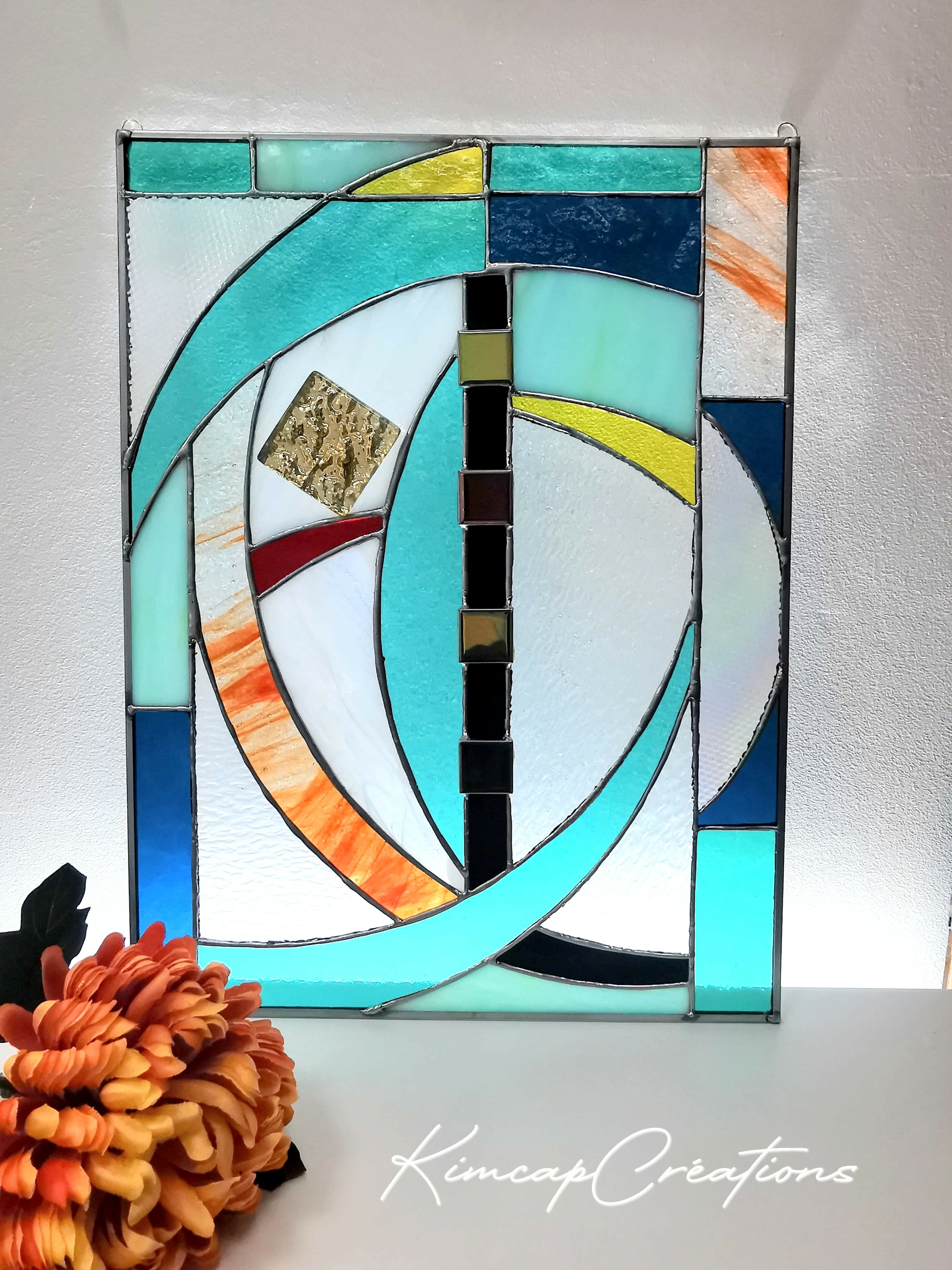 Panneau vitrail contemporain moderne pour décoration original FOKC115_240€