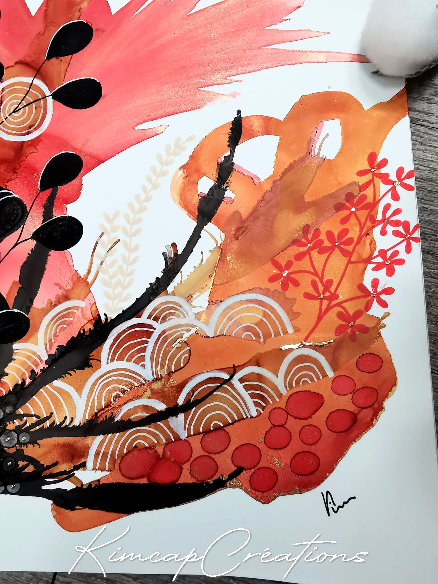 Dessin dart abstrait à lencre, cadre doré pour une décoration étonnante DEY044b_28€
