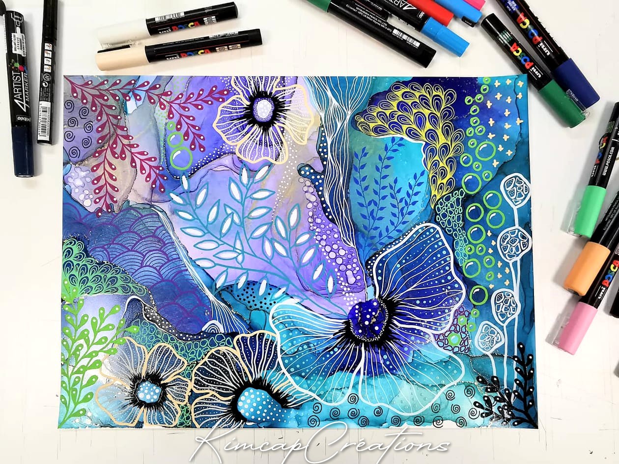 Dessin dart abstrait à lencre avec son cadre moulures dorées, pour décoration étonnante DEY057e_125€