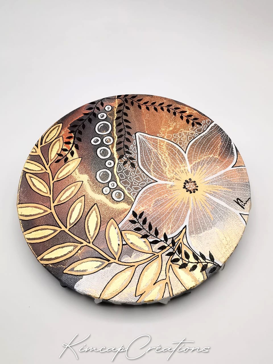 Dessin d'art abstrait à l'encre avec son cadre moulures dorées, pour décoration étonnante PEKC031_28€