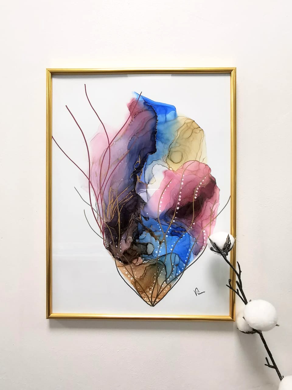 Dessin dart à lencre, coquillage arc en ciel pour une décoration étonnante DEY068c_50€