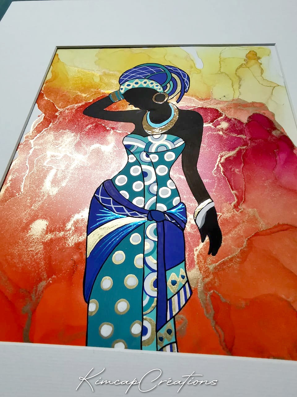 Black Woman dessin dart à lencre et peinture acrylique pour décoration DEY073g_125€
