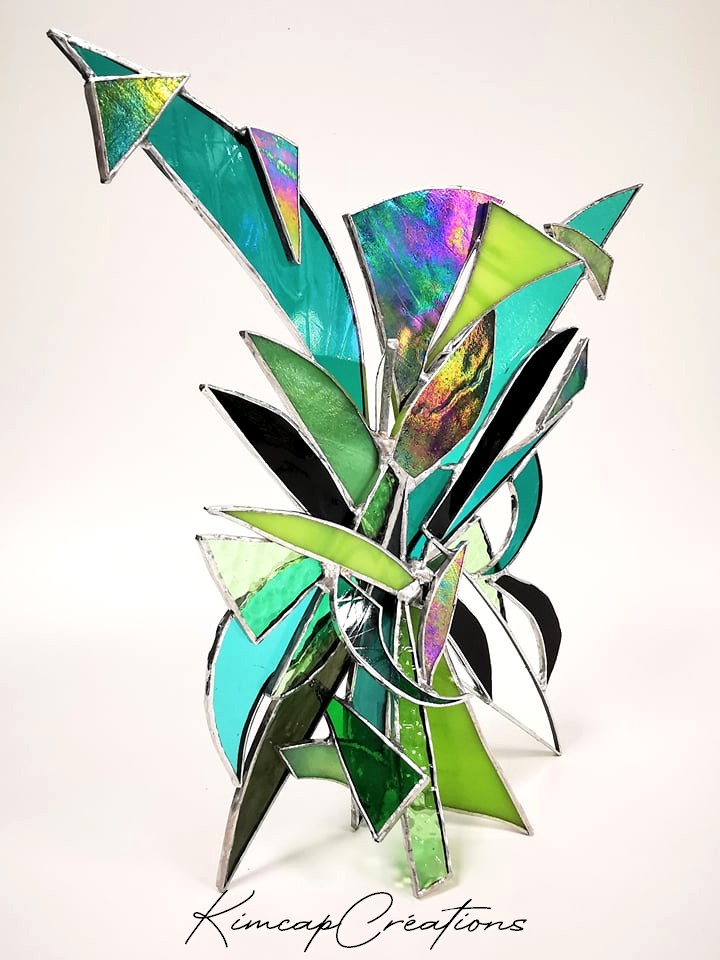 Sculpture de verre, vitrail sur le thème des Eléments "l'air" pour une décoration étonnante FOKC143_185€