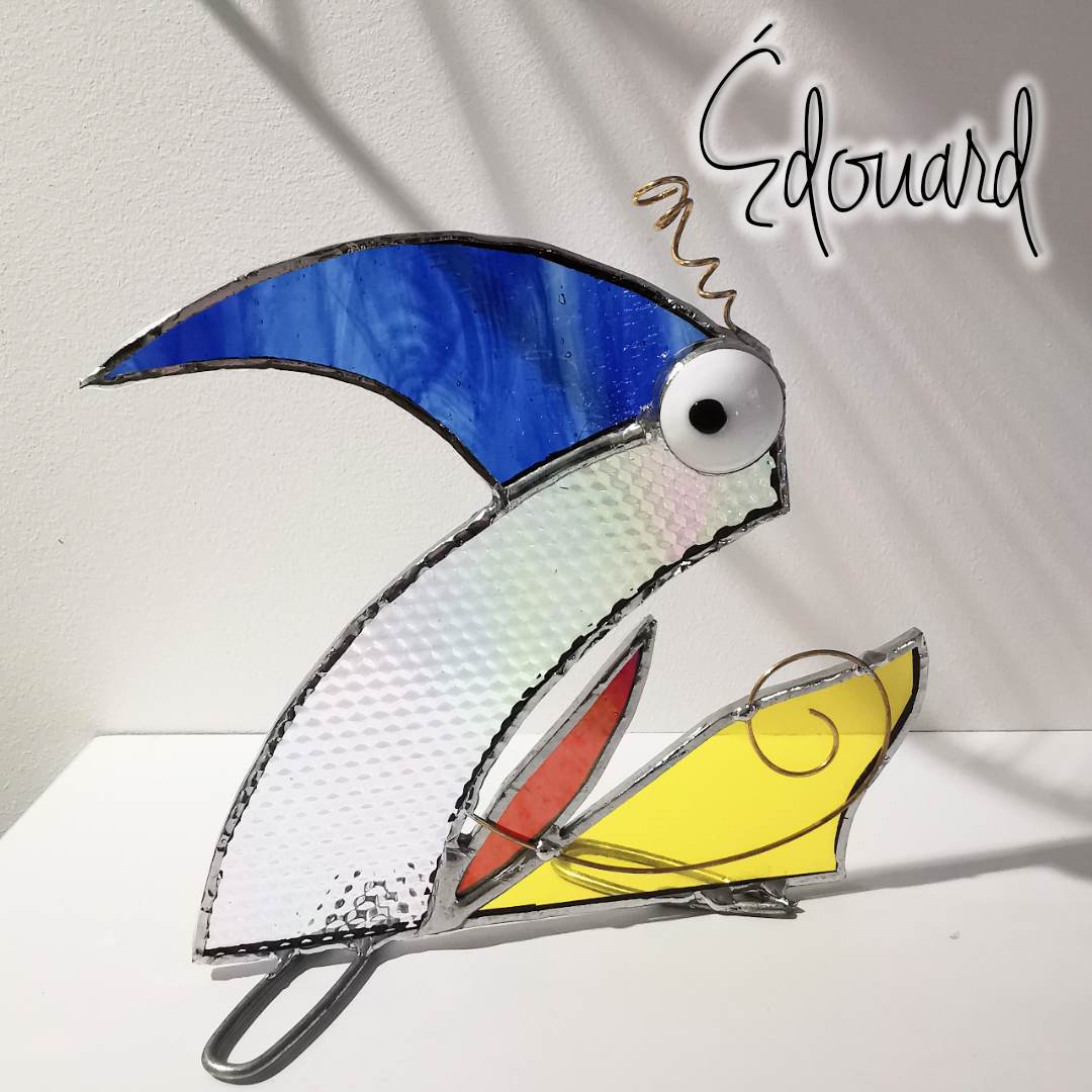 Figurine scrappy bird rigolo décoration vitrail SPI19_Edouard_20€