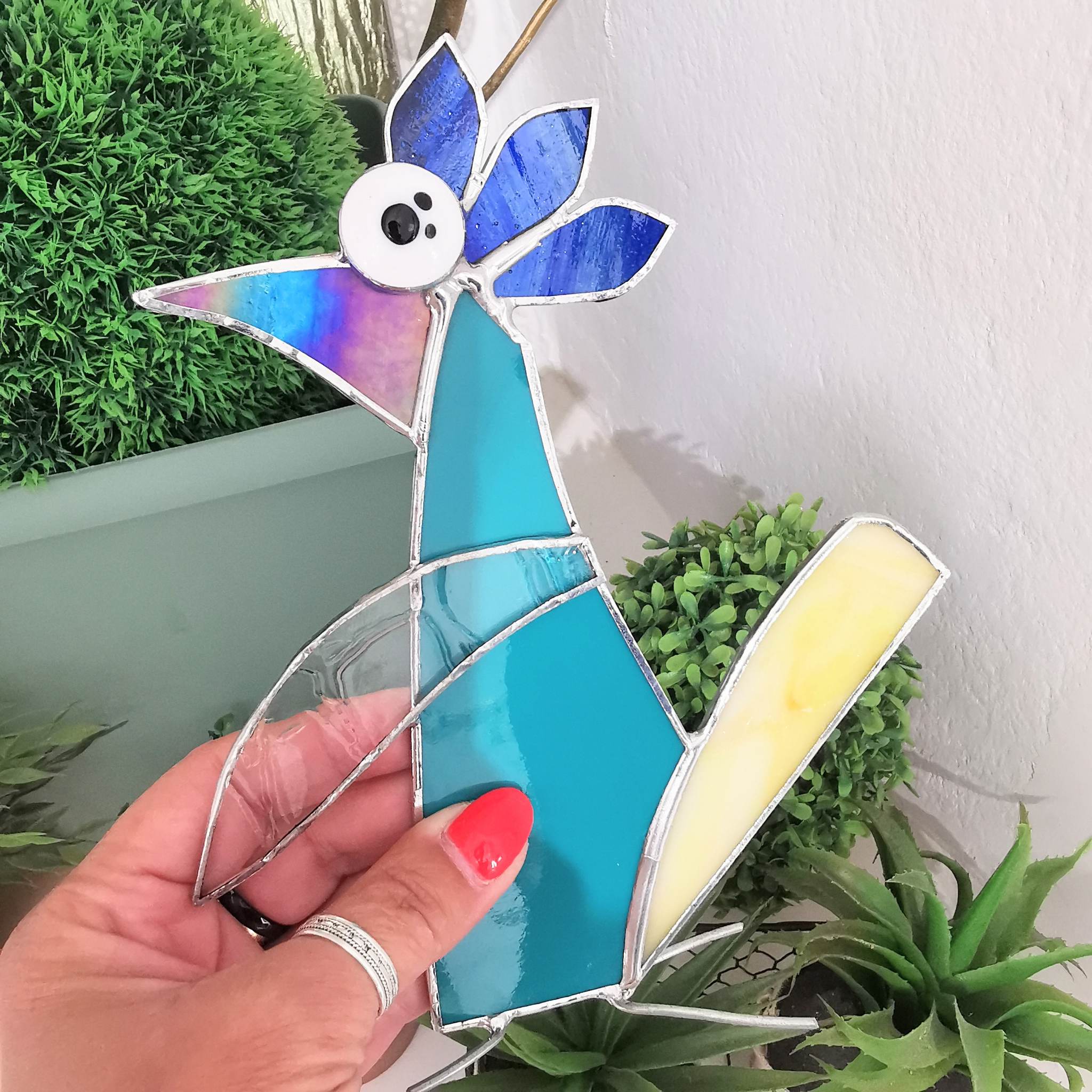 Figurine scrappy bird rigolo décoration vitrail SPI21b_Rodolphe_20€