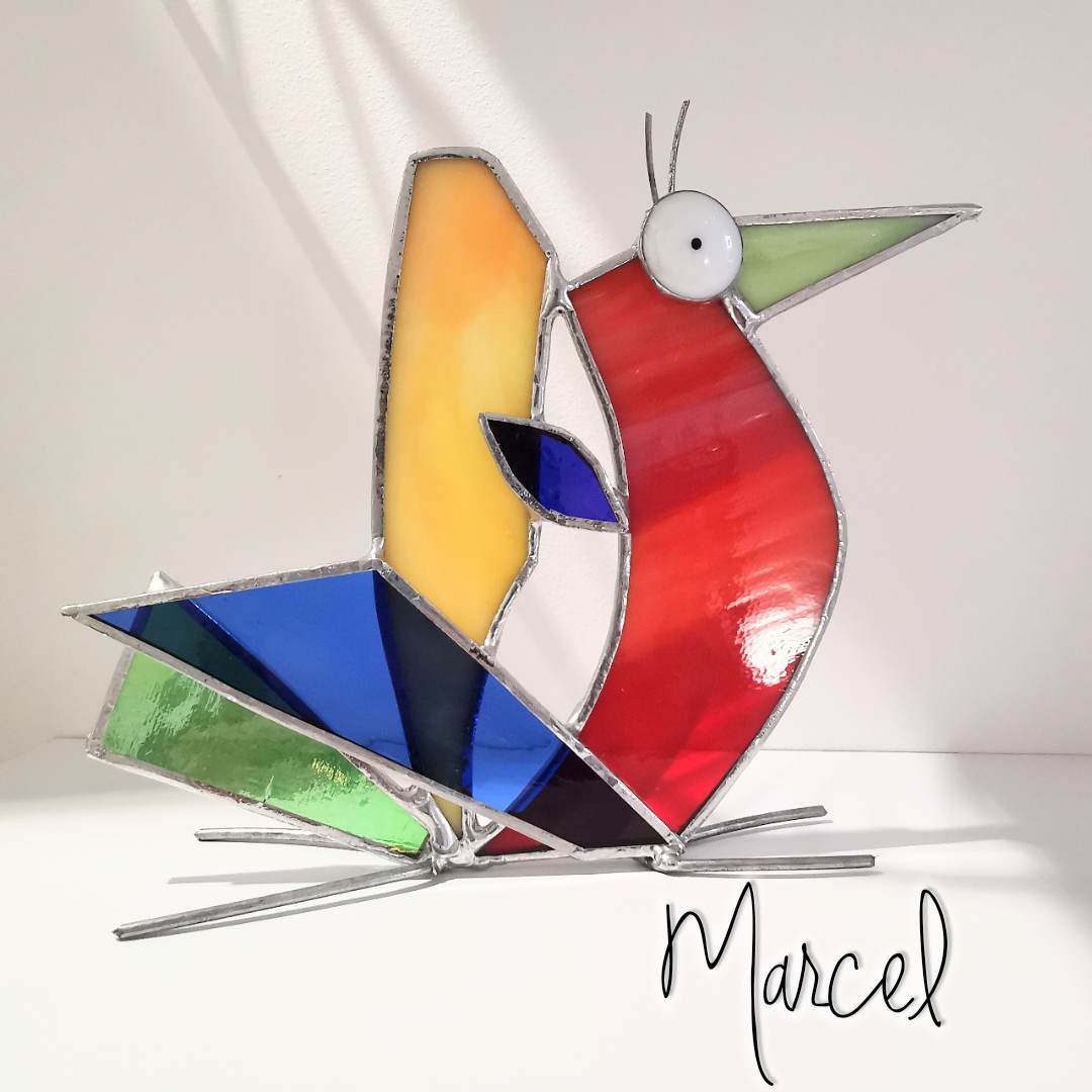 Figurine scrappy bird rigolo décoration vitrail SPI29_Marcel_20€