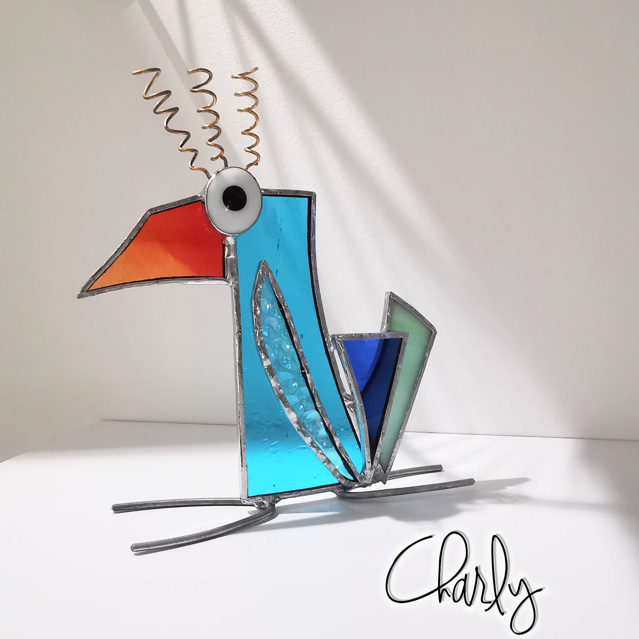 Figurine scrappy bird rigolo décoration vitrail SPI32_Charly_20€