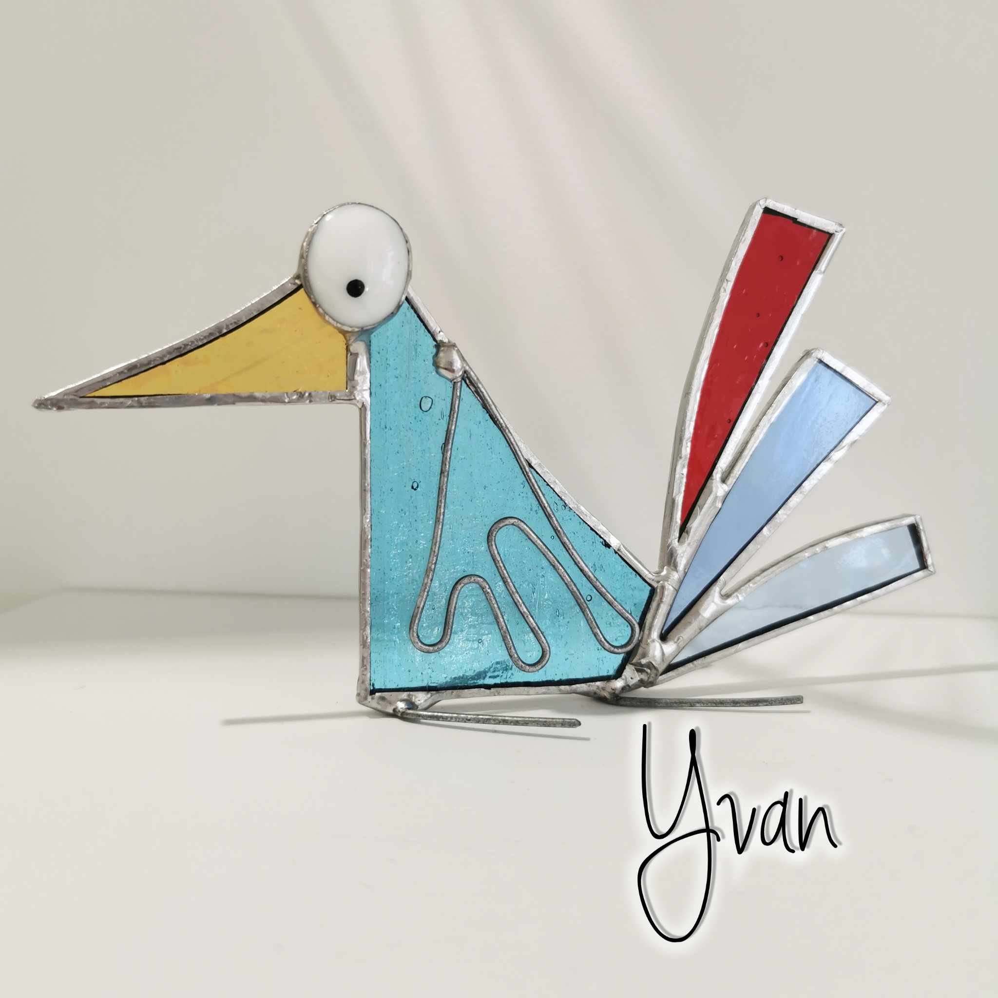 Figurine scrappy bird rigolo décoration vitrail SPI42_Yvan_20€