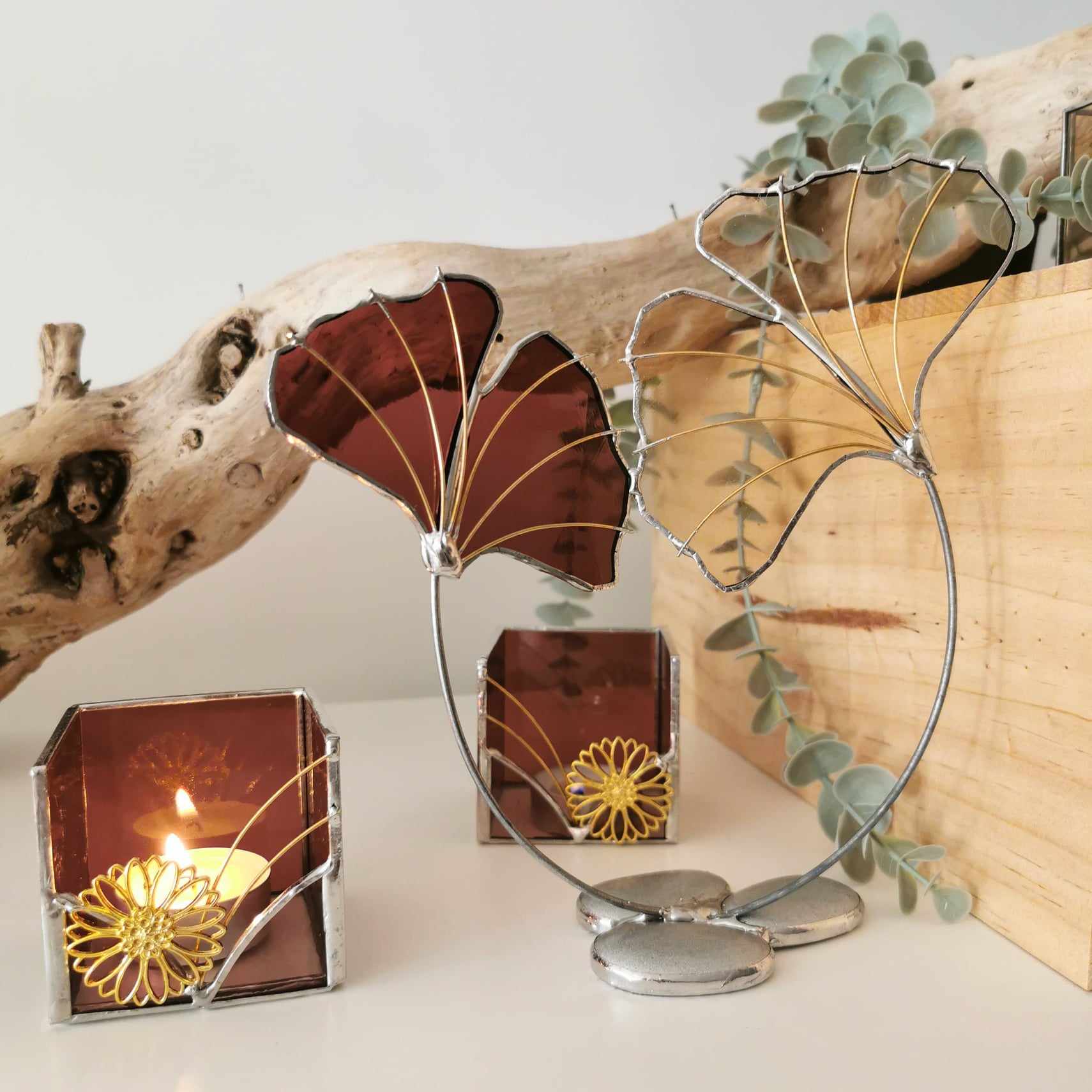 Sculpture vitrail feuille de Gingko FOKC376b_45€