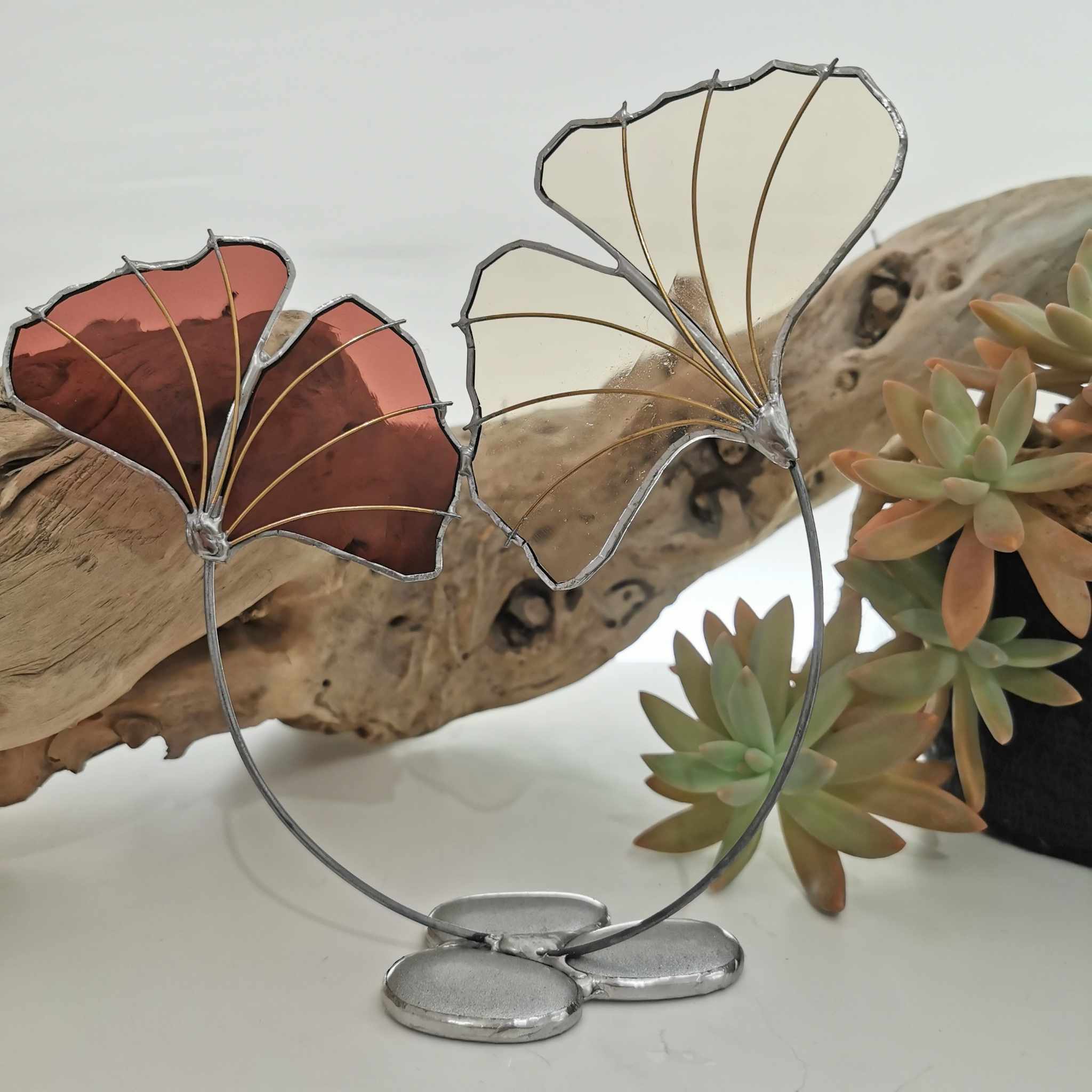 Sculpture vitrail feuille de Gingko FOKC376_45€