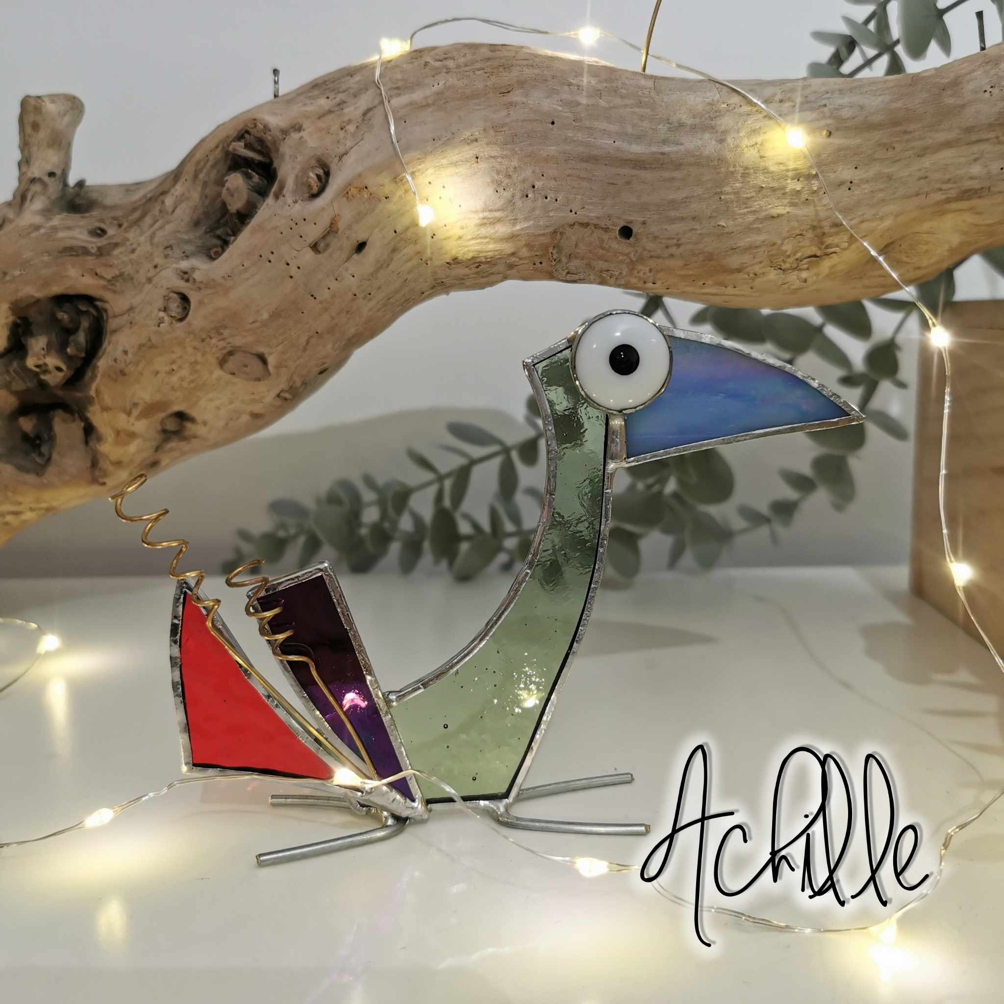 Figurine scrappy bird rigolo décoration vitrail SPI64_Achille_20€