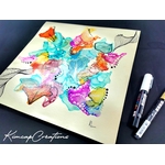 dessin abstrait à encres à alcool sur papier épais doré mat DEY006b_23€