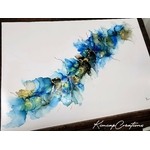 dessin abstrait moderne encres à alcool bleu, noir et or pour décoration dintérieur, art DEY016c_50€