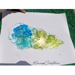 Dessin dart abstrait à lencre, plume de paon stylisé DEY024d_30€