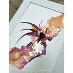 Dessin d'art abstrait à l'encre avec son cadre moulures dorées, pour décoration étonnante DEY048_110€