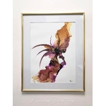 Dessin dart abstrait à lencre avec son cadre moulures dorées, pour décoration étonnante DEY048c_110€
