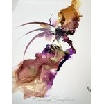 Dessin dart abstrait à lencre avec son cadre moulures dorées, pour décoration étonnante DEY048d_110€