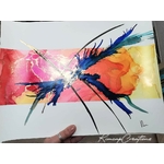Dessin dart abstrait à lencre avec son cadre moulures dorées, pour décoration étonnante DEY050b_110€