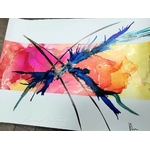 Dessin dart abstrait à lencre avec son cadre moulures dorées, pour décoration étonnante DEY050d_110€