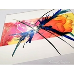 Dessin dart abstrait à lencre avec son cadre moulures dorées, pour décoration étonnante DEY050e_110€