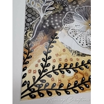 Dessin dart abstrait à lencre avec son cadre moulures dorées, pour décoration étonnante DEY059f_125€