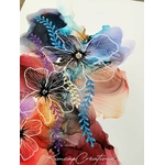 Dessin dart abstrait à lencre avec son cadre moulures dorées, pour décoration étonnante DEY063c_125€