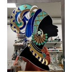 Femme africaine sur miroir, technique SGO pour décoration dintérieur KCSGO004e_155€