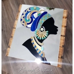 Femme africaine sur miroir, technique SGO pour décoration d'intérieur KCSGO004_155€