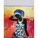 Black Woman dessin dart à lencre et peinture acrylique pour décoration DEY073e_125€