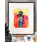 Black Woman dessin dart à lencre et peinture acrylique pour décoration DEY073d_125€