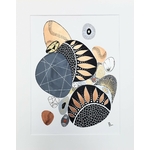 Dessin d'art abstrait à l'encre et acrylique, floral et organique pour une décoration originale DEY077d_100€