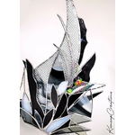 Sculpture de verre Black & White, vitrail pour une décoration étonnante FOKC138c_150€
