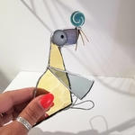 Figurine scrappy bird rigolo décoration vitrail SPI14b_Pablo_15€
