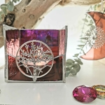 Photophore vitrail grenat prune arbre de vie décoration méditation FOKC369d_50€