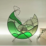 Sculpture vitrail contemporain circulaire feuille de gingko FOKC394_330€