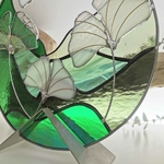 Sculpture vitrail contemporain circulaire feuille de gingko FOKC394d_330€