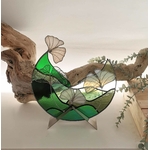 Sculpture vitrail contemporain circulaire feuille de gingko FOKC394b_330€