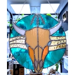suncatcher scène tête de buffle buffalo boho décoration intérieur vitrail verre FOKC062c_115€