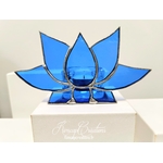 Photophore lotus bleu en verre, fait-main, décoration ambiance bougie FOKC089_36€