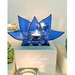 Photophore lotus bleu en verre, fait-main, décoration ambiance bougie FOKC089b_36€