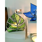 Photophore en verre, vitrail, feuille monstera vert décoration tendance FOKC090b_36€