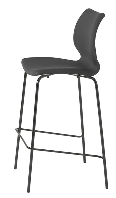 Chaise haute de bar tapissée DIAMS 77CM coque gaufrée